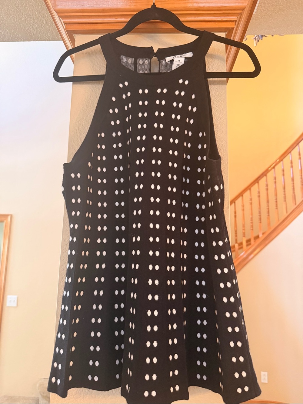 Black Polka Dot Knit Halter Dress
